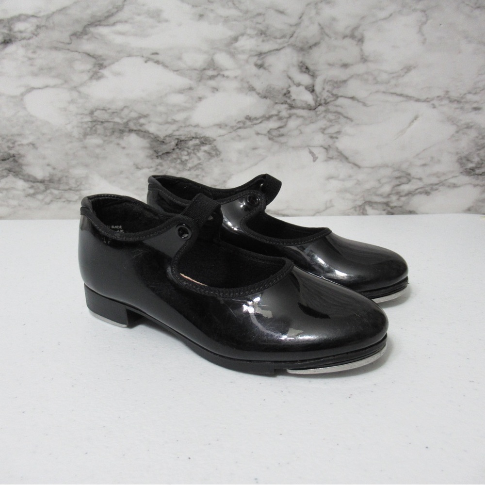 Capezio Black Faux Patent Leather Mary Jane Tap Dance Shoes Size 12.5